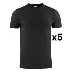 Tee Shirt Manches Courtes Noir Heavy RSX Lot De 5