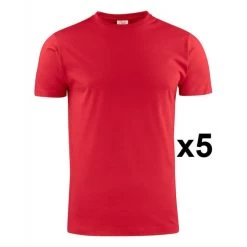 Tee Shirt Manches Courtes Rouge Heavy RSX Lot De 5